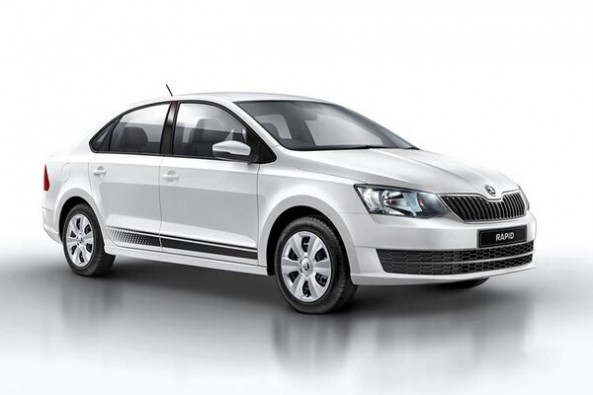 White Color Skoda Rapid Side Profile