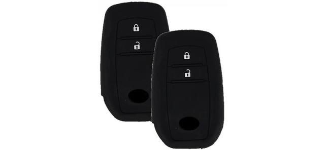 New TRAC Silicone Remote Key Cover(Black) for Toyota Innova Crysta (2 Button Push Button Start)(Pack of 1)