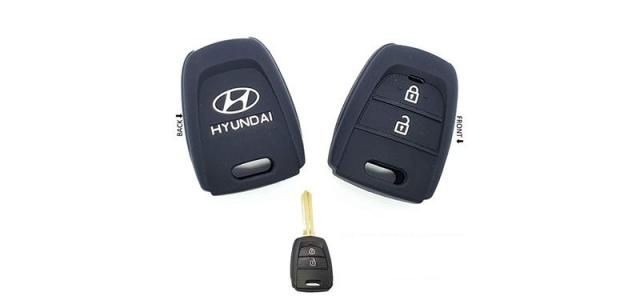 New TRAC Silicone Key Remote (Black) Cover for Hyundai Models - Hyundai Grand i10, Santro and 2 Button Keys (Pack of 1)