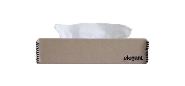 New Nappa Leather Tissue Box Beige and Black