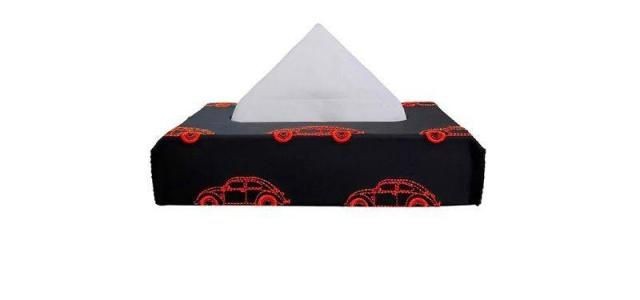 New Nappa Leather Vintage 1 Tissue Box Black and Red