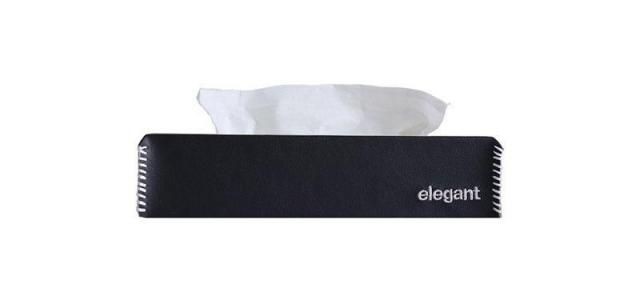 New Nappa Leather Tissue Box Black and White
