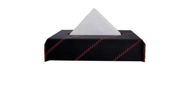 New Nappa Leather Cross 1 Tissue Box Black and Red