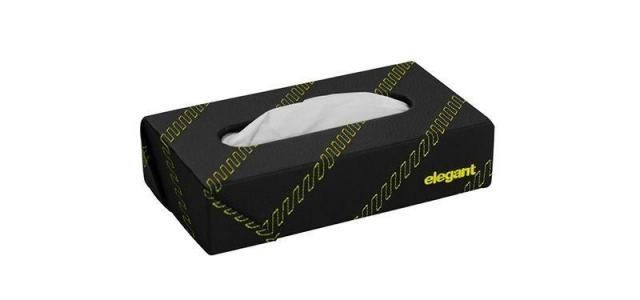 New Nappa Leather Cross 2 Tissue Box Black and Yellow