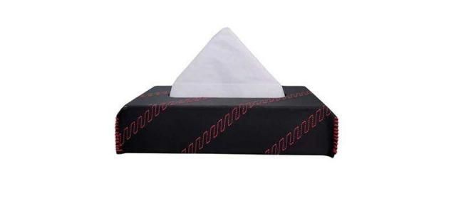 New Nappa Leather Cross 2 Tissue Box Black and Red