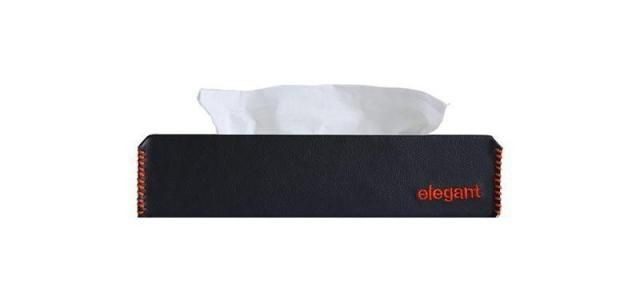 New Nappa Leather Tissue Box Black and Orange