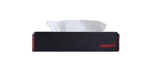New Nappa Leather Tissue Box Black and Red