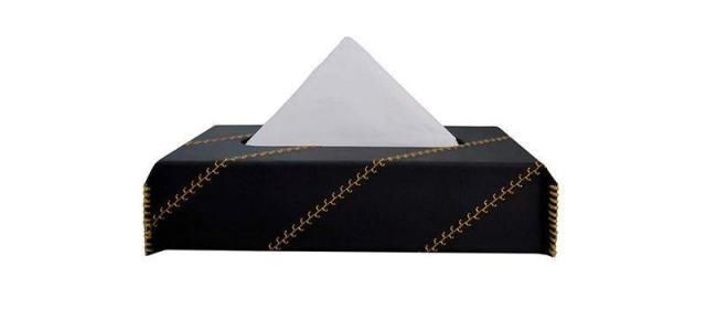 New Nappa Leather Cross 1 Tissue Box Black and Yellow