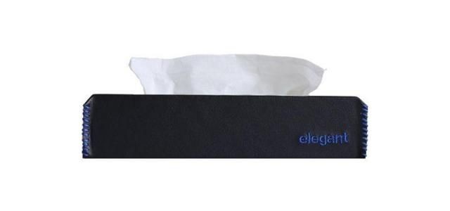 New Nappa Leather Tissue Box Black and Blue
