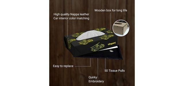 New Nappa Leather Vintage 2 Tissue Box Black and Yellow