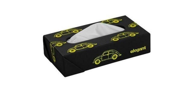 New Nappa Leather Vintage 1 Tissue Box Black and Yellow