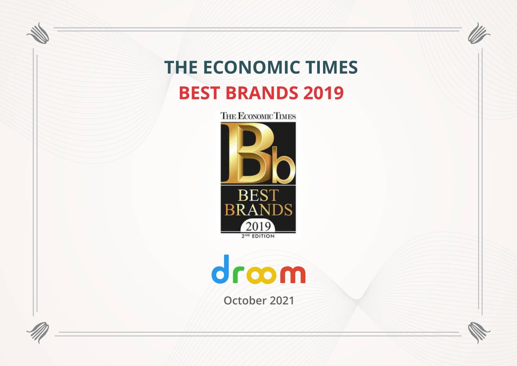 Droom amongst the best brands 2019 by Economic Times