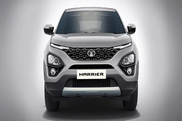 Aerial Silver Color Tata Harrier Front Profile