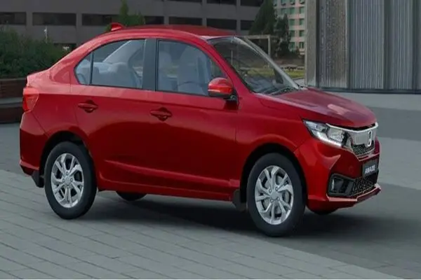 Red Color Honda Amaze Side Profile