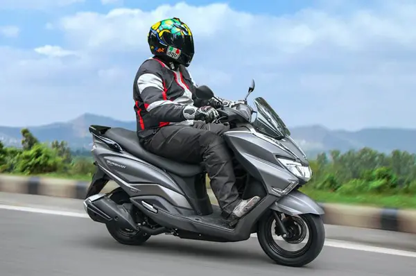 The Burgman has a comfortable riding position.