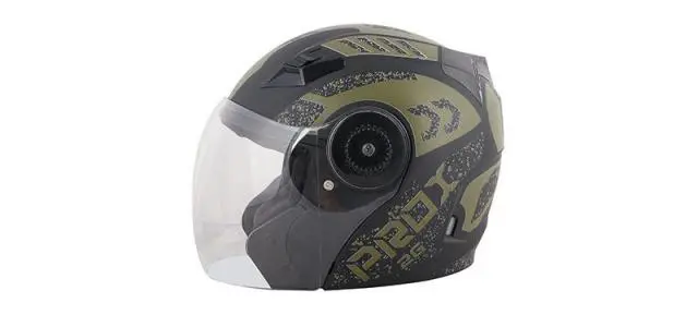 Prox 2G Open Face Helmet Matt Black Decor P2 Olive Green