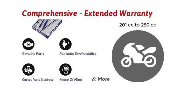 Comprehensive Warranty - Bike - 12 Months Up to 201cc to 250cc - Extended Warranty 