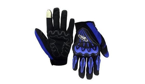 New Pitzo Probiker Fire Roller Full Finger Riding Gloves (Blue, Large)