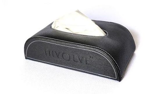 New Involve Luxury Tissue Box - Black Art Leather - Openable Tissue Holder Napkin Holder for Home Office, Car Automotive Decoration