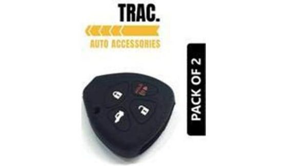 New TRAC Silicone Key Cover for Toyota Innova/Fortuner/Corolla with 4 Button Remote Key (Black)